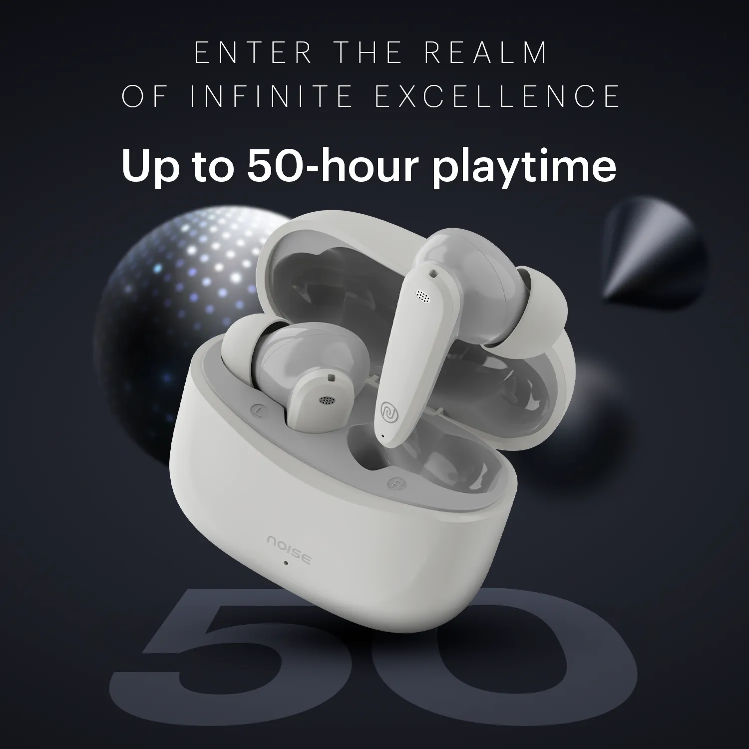 Noise Buds VS106 Truly Wireless In-Ear Earbuds with 50H Playtime, Quad Mic with ENC, Instacharge (10 min = 200 min),Ultra-Low Latency(up to 40ms), 10mm Driver, and BT v5.3