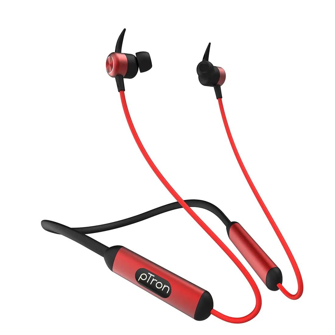PTron Tangent Plus V2 Wireless Bluetooth In-Ear Headphone With 18Hrs Playtime & Deep Bass (Black/Red)