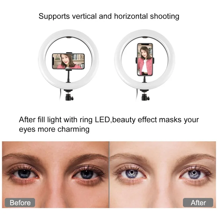 PULUZ 10.2 inch 26cm Marquee LED RGBWW Selfie Beauty Light   Desktop Tripod Mount 168 LED Dual-color Temperature Dimmable Ring Vlogging Photography Video Lights with Cold Shoe Tripod Ball Head & Remote Control & Phone Clamp