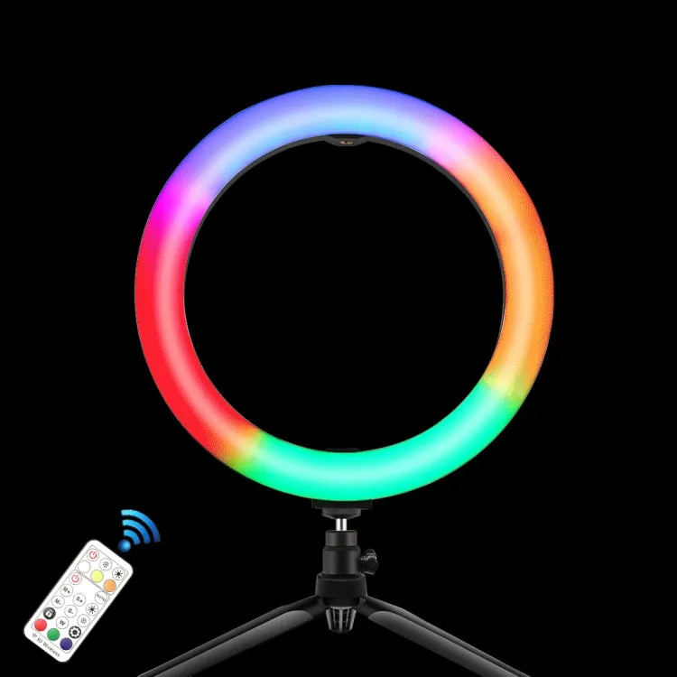 PULUZ 10.2 inch 26cm Marquee LED RGBWW Selfie Beauty Light   Desktop Tripod Mount 168 LED Dual-color Temperature Dimmable Ring Vlogging Photography Video Lights with Cold Shoe Tripod Ball Head & Remote Control & Phone Clamp