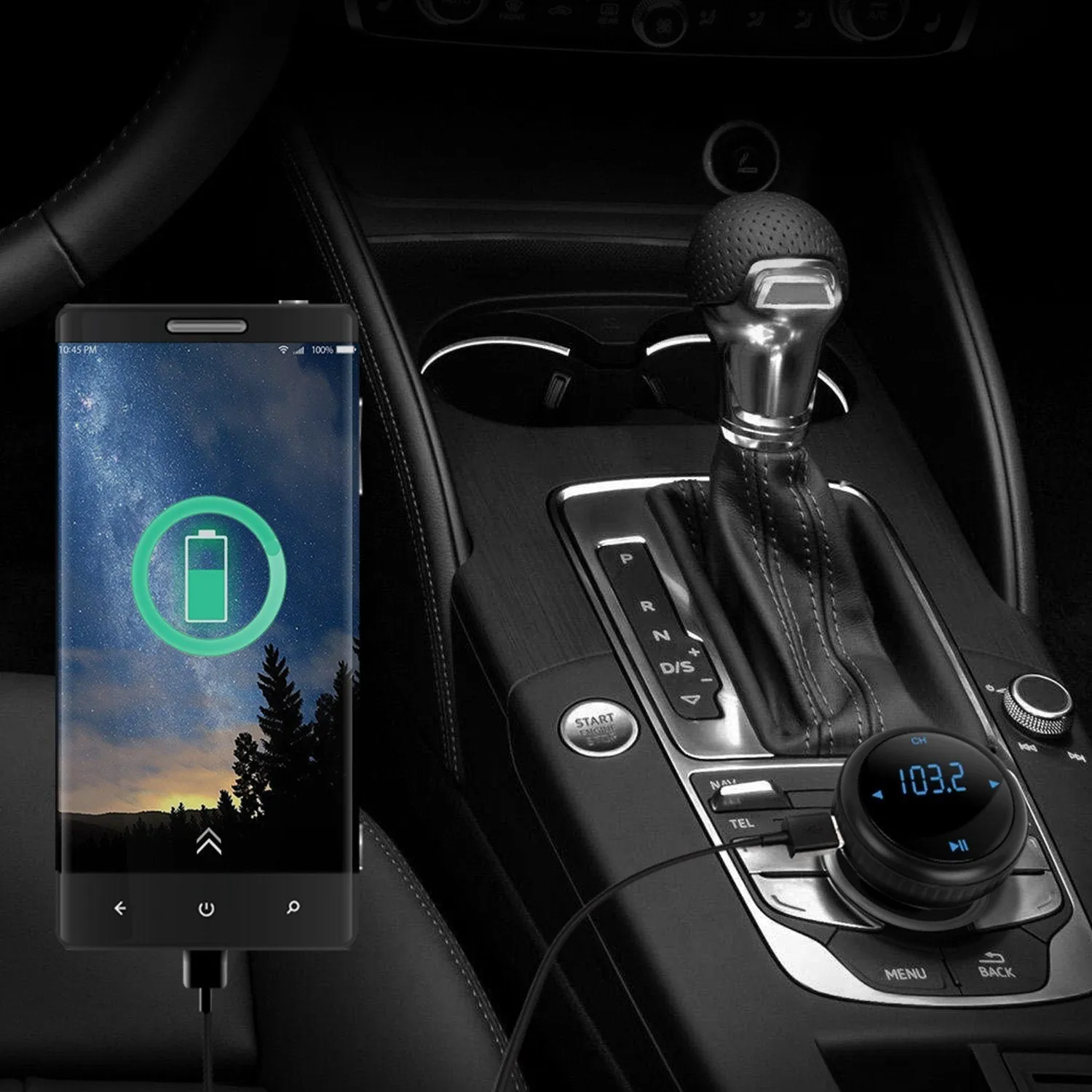 Quick Charge 3.0 Car Charger Wireless 4.2 FM Transmitter 23W 3A Dual USB