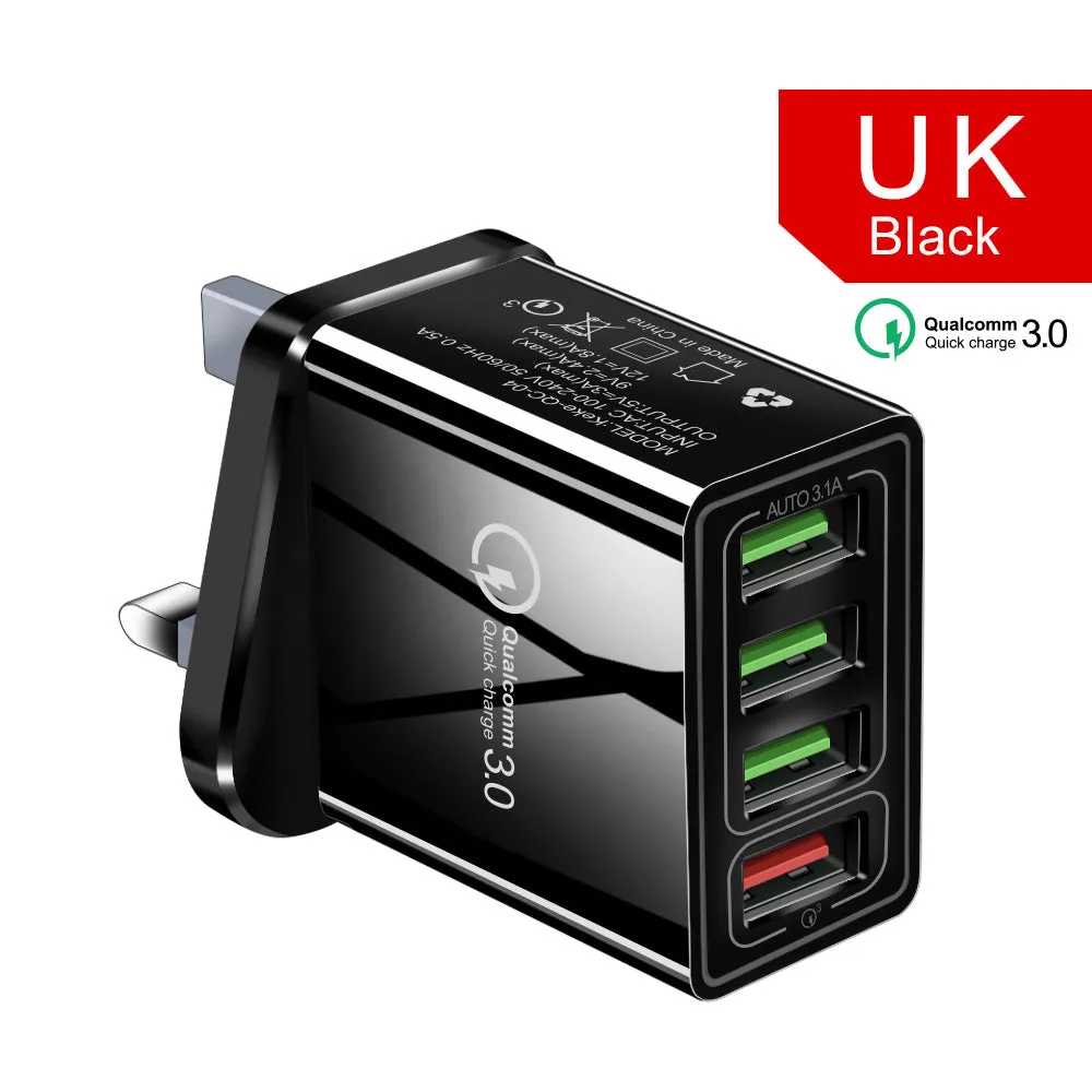 Quick Charger 3.0 USB Charger for Samsung A50 A30 iPhone 7 8 Huawei P20 Tablet QC 3.0 Fast Wall Charger US EU UK Plug Adapte