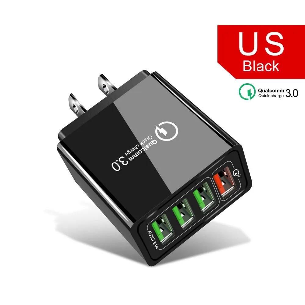Quick Charger 3.0 USB Charger for Samsung A50 A30 iPhone 7 8 Huawei P20 Tablet QC 3.0 Fast Wall Charger US EU UK Plug Adapte