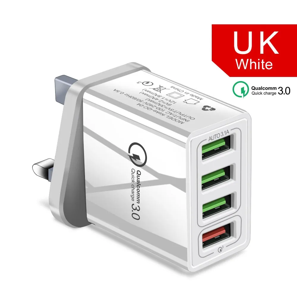 Quick Charger 3.0 USB Charger for Samsung A50 A30 iPhone 7 8 Huawei P20 Tablet QC 3.0 Fast Wall Charger US EU UK Plug Adapte