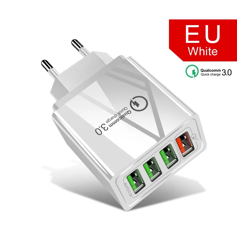Quick Charger 3.0 USB Charger for Samsung A50 A30 iPhone 7 8 Huawei P20 Tablet QC 3.0 Fast Wall Charger US EU UK Plug Adapte