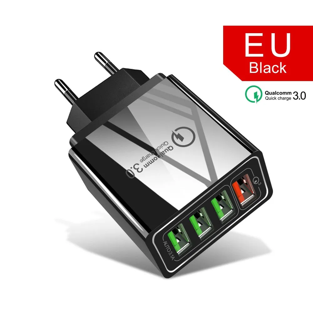 Quick Charger 3.0 USB Charger for Samsung A50 A30 iPhone 7 8 Huawei P20 Tablet QC 3.0 Fast Wall Charger US EU UK Plug Adapte