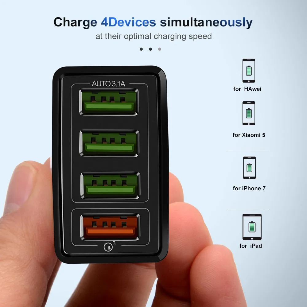 Quick Charger 3.0 USB Charger for Samsung A50 A30 iPhone 7 8 Huawei P20 Tablet QC 3.0 Fast Wall Charger US EU UK Plug Adapte