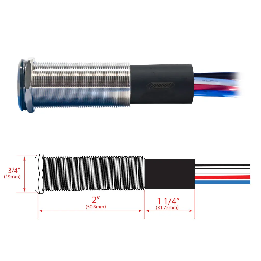 REVERT Harsh Environment | Dual Output | 3 Color | Push Button Marine Switch | 19MM | Black