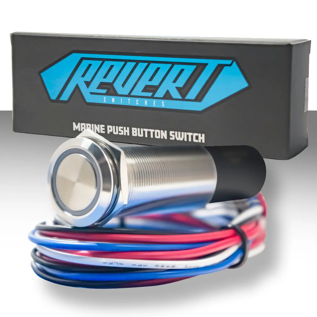 REVERT Harsh Environment | Dual Output | 3 Color | Push Button Marine Switch | 19MM | Stainless Steel