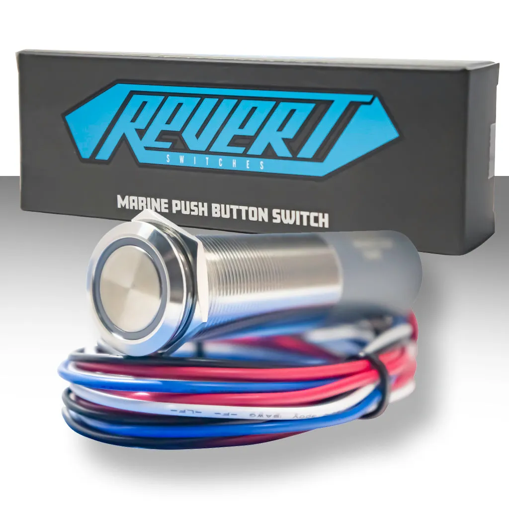 REVERT Harsh Environment | Dual Output | 3 Color | Push Button Marine Switch | 22MM | Stainless Steel