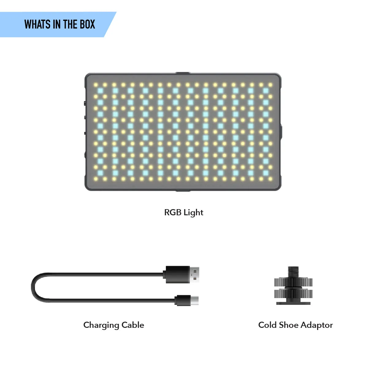 RGB LED Light Panel, 276LEDs, 24 Brightness Settings, 25 Color Temperatures, 21 RGB Color Presets