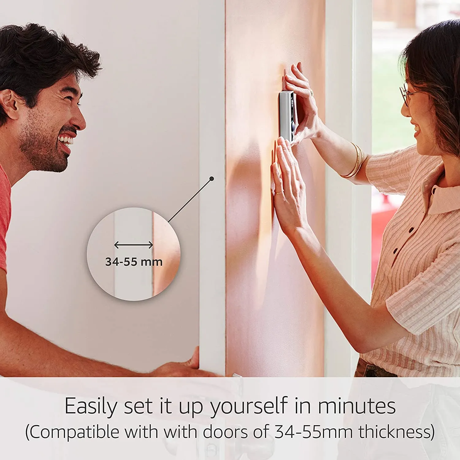 Ring Door View Cam by Amazon, 1080p HD Video Doorbell, Two-Way Talk, WiFi, For Doors 34-55mm Thick