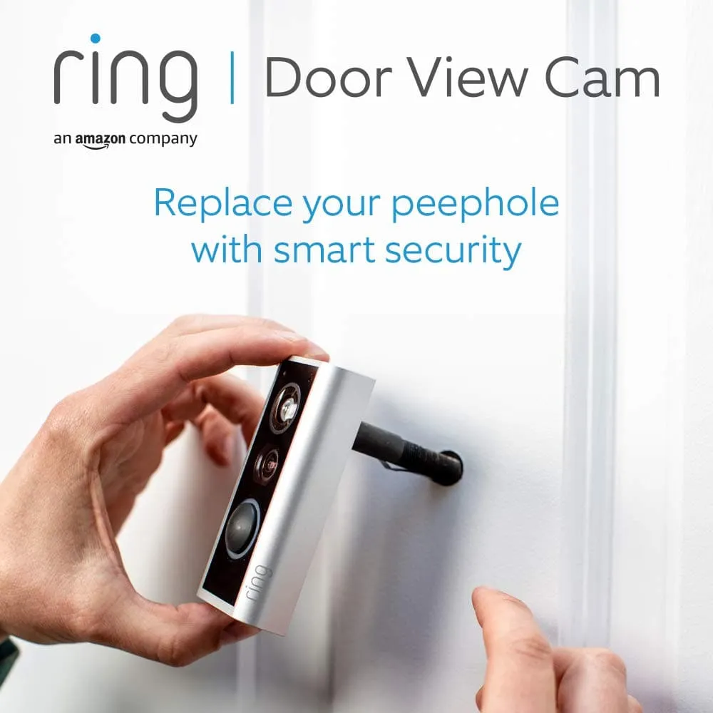 Ring Door View Cam by Amazon, 1080p HD Video Doorbell, Two-Way Talk, WiFi, For Doors 34-55mm Thick