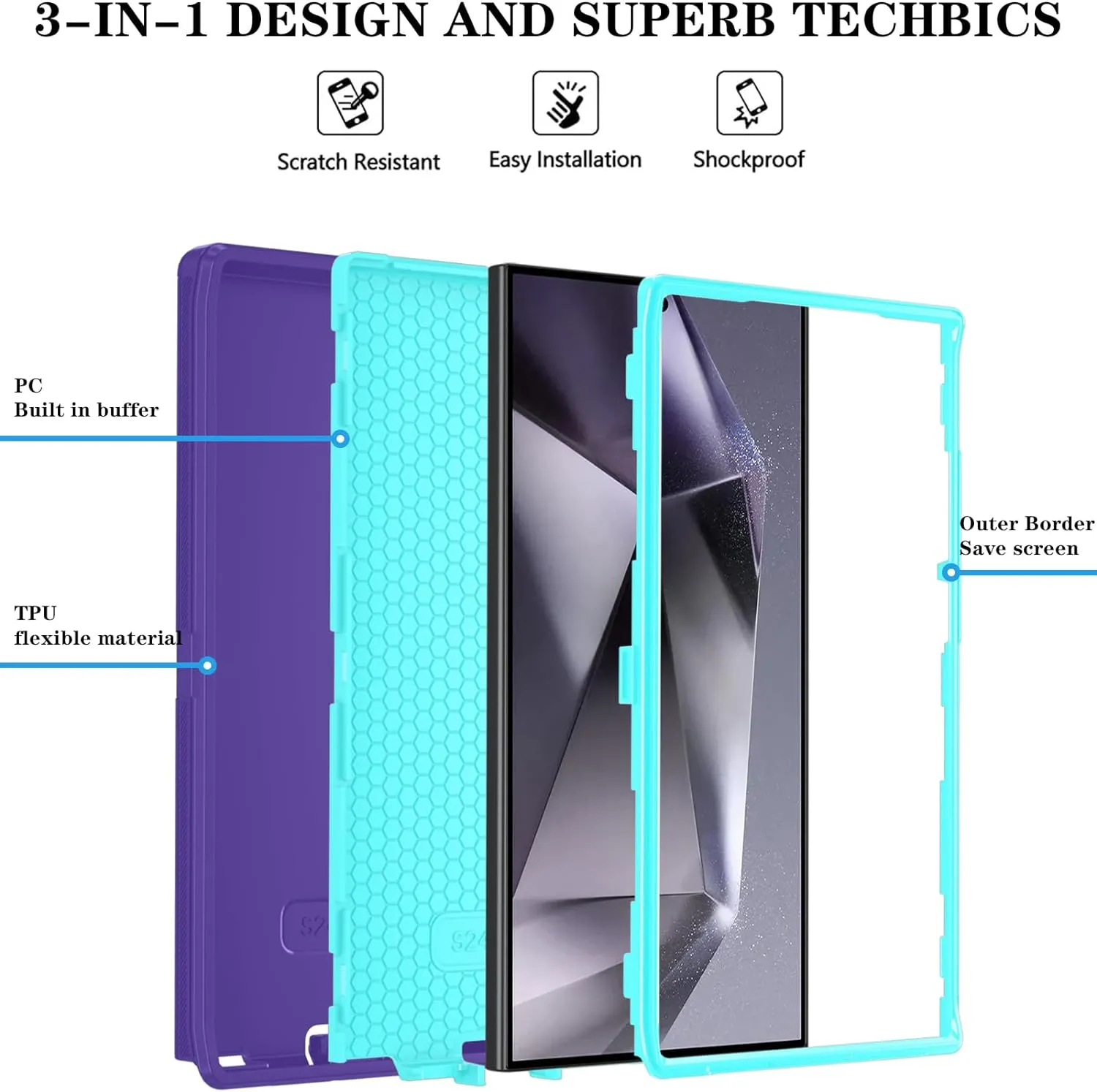 Samsung Galaxy S24 Ultra Case HD Screen Protector Heavy Duty Phone Case