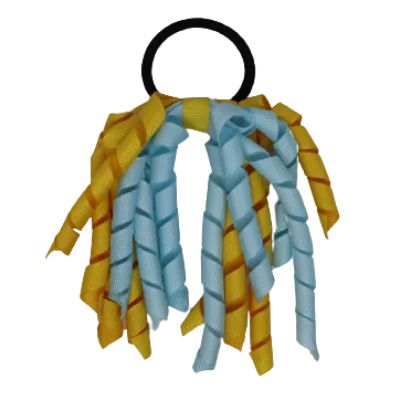 School Hair Accessories Short Curly Ponytail Streamer Hair Tie - Maize Yellow (28 colours options to pick from)