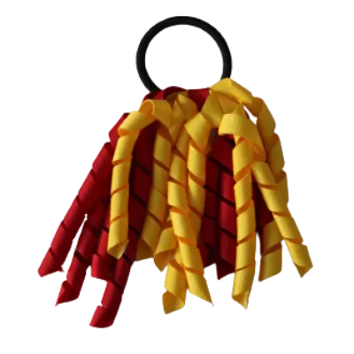 School Hair Accessories Short Curly Ponytail Streamer Hair Tie - Maize Yellow (28 colours options to pick from)
