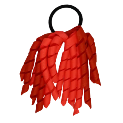 School Hair Accessories Short Curly Ponytail Streamer Hair Tie - Neon Orange (28 colours options to pick from)