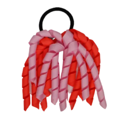 School Hair Accessories Short Curly Ponytail Streamer Hair Tie - Neon Orange (28 colours options to pick from)
