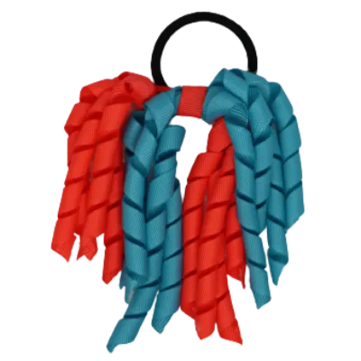 School Hair Accessories Short Curly Ponytail Streamer Hair Tie - Neon Orange (28 colours options to pick from)