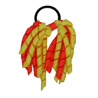 School Hair Accessories Short Curly Ponytail Streamer Hair Tie - Neon Orange (28 colours options to pick from)