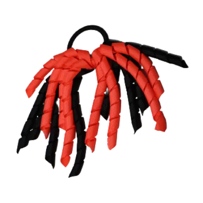 School Hair Accessories Short Curly Ponytail Streamer Hair Tie - Neon Orange (28 colours options to pick from)