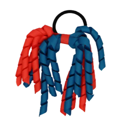 School Hair Accessories Short Curly Ponytail Streamer Hair Tie - Neon Orange (28 colours options to pick from)