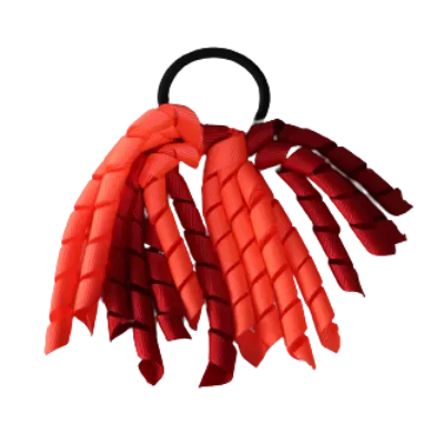 School Hair Accessories Short Curly Ponytail Streamer Hair Tie - Neon Orange (28 colours options to pick from)