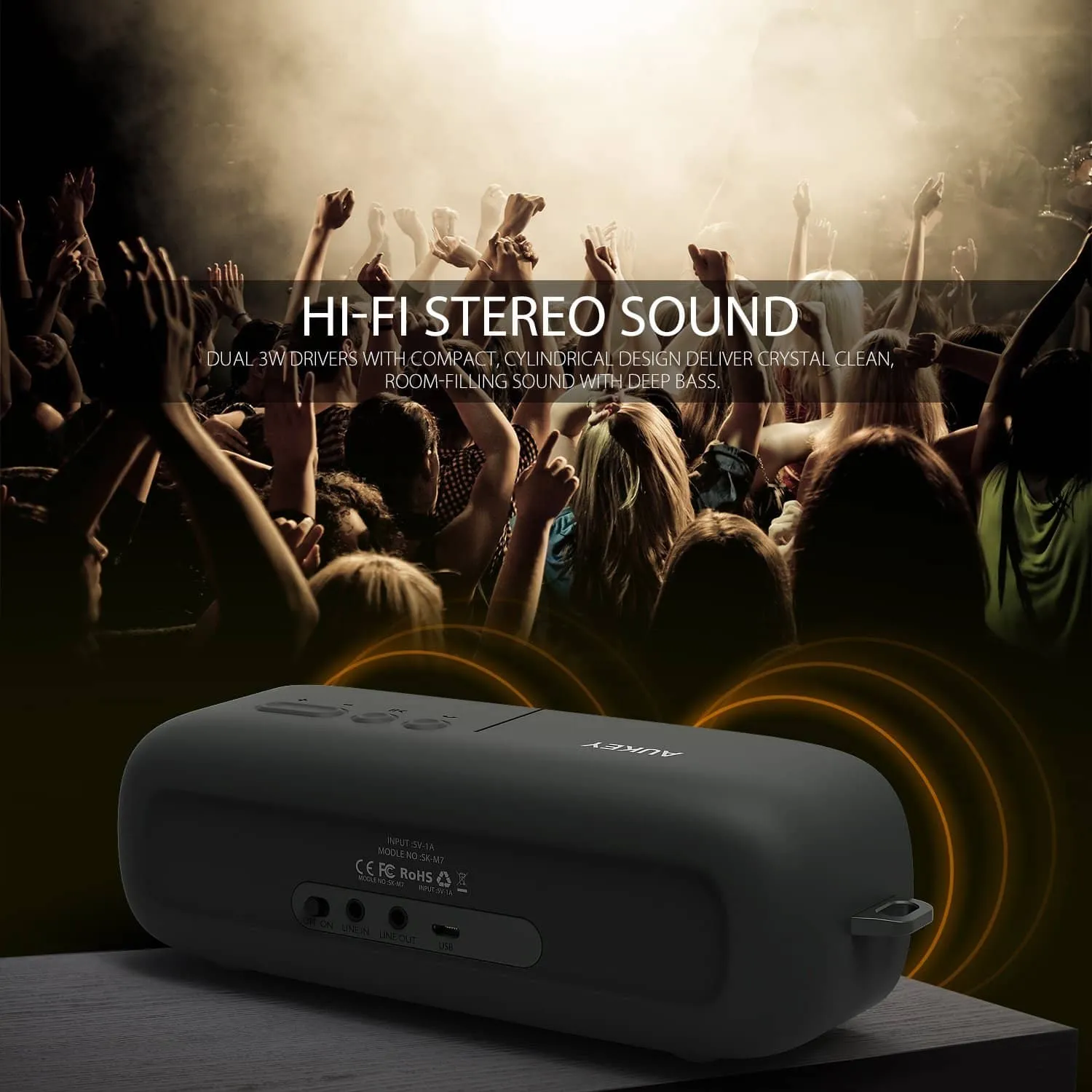 SK-M7 Wireless Portable Bluetooth 4.1 outdoor Stereo Speaker - Black