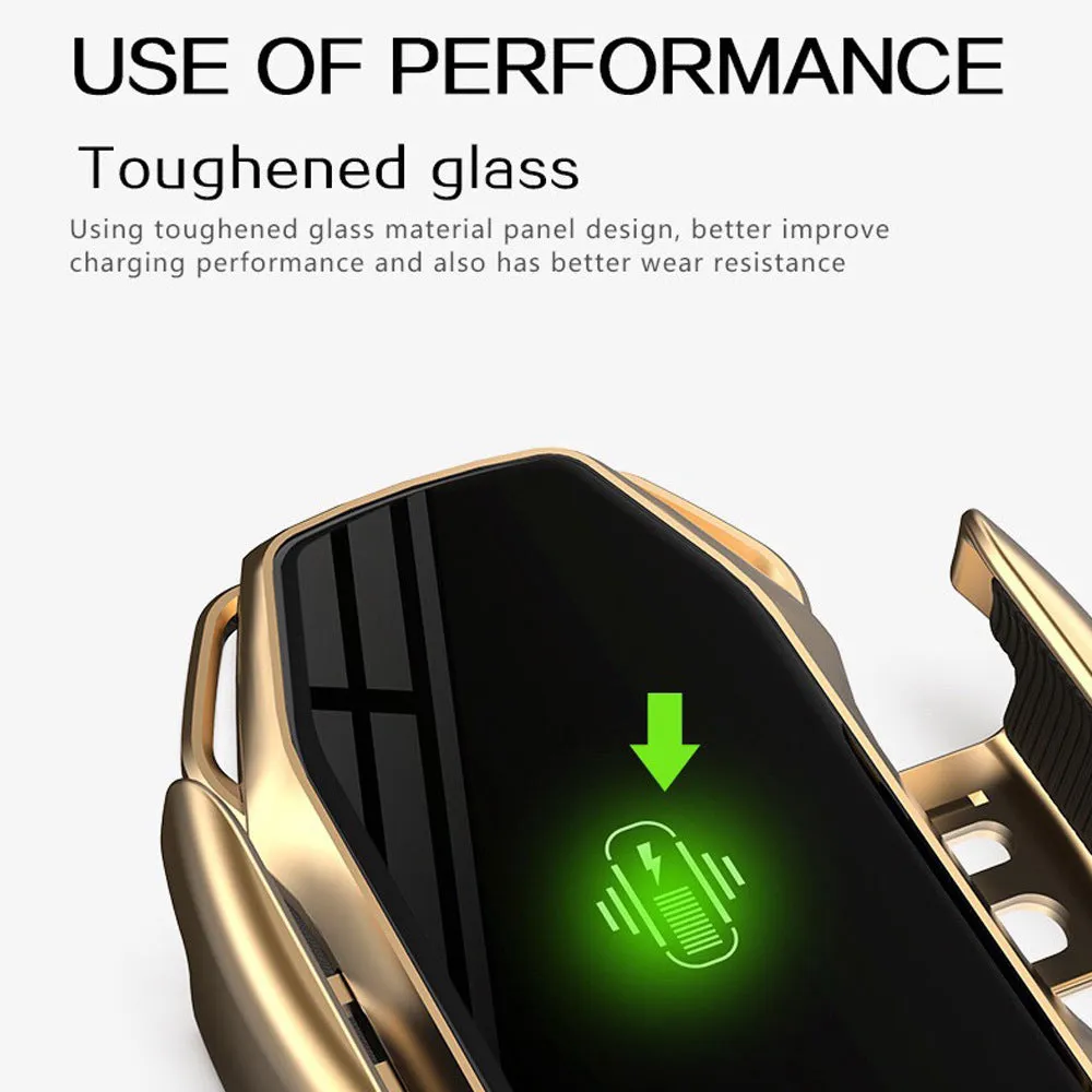 Smart Fast Wireless 10W Car Charger for iPhone  Samsung Mobile Phone Holder