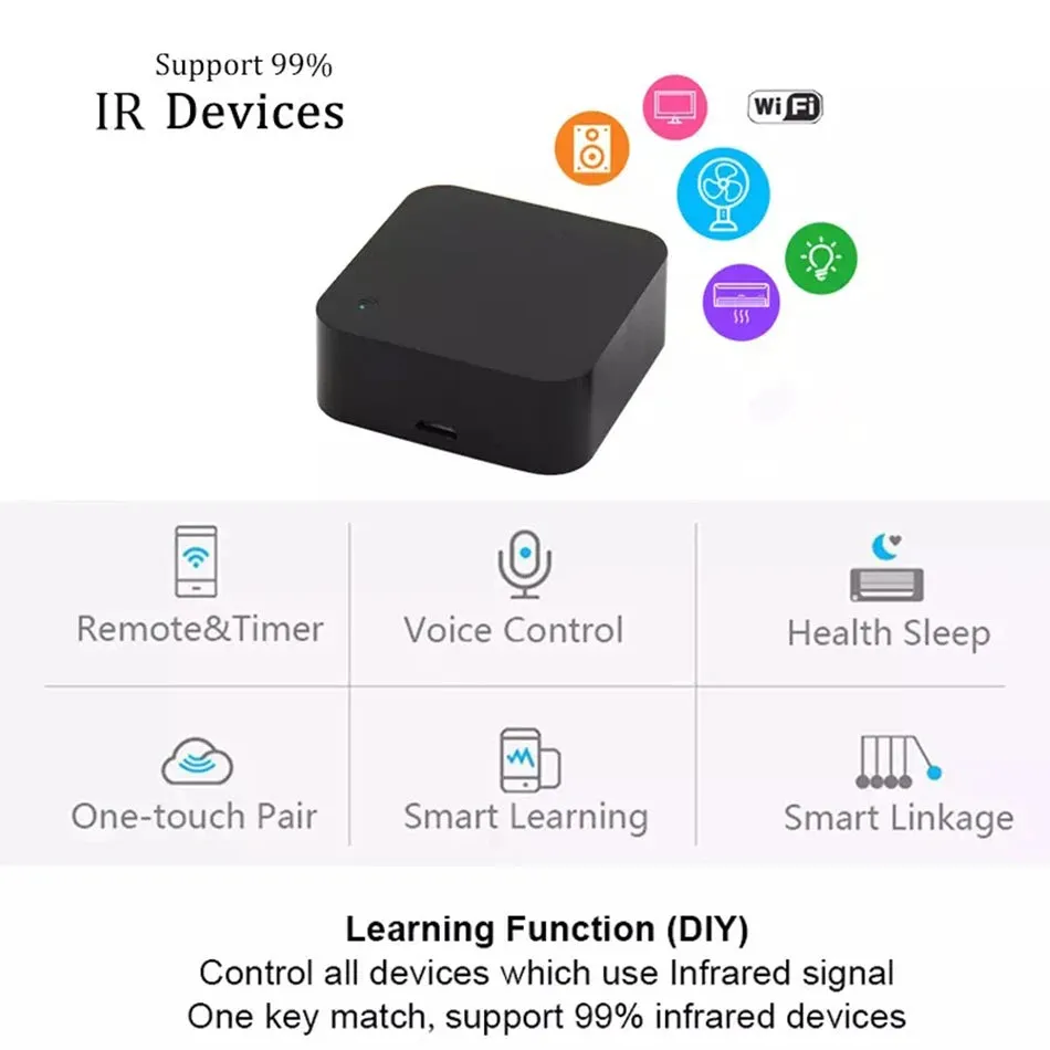 Smart WIFI IR Remote Control Universal Infrared Tuya Smart Home Remote Controller for TV DVD AUD AC Works with Alexa Google Home