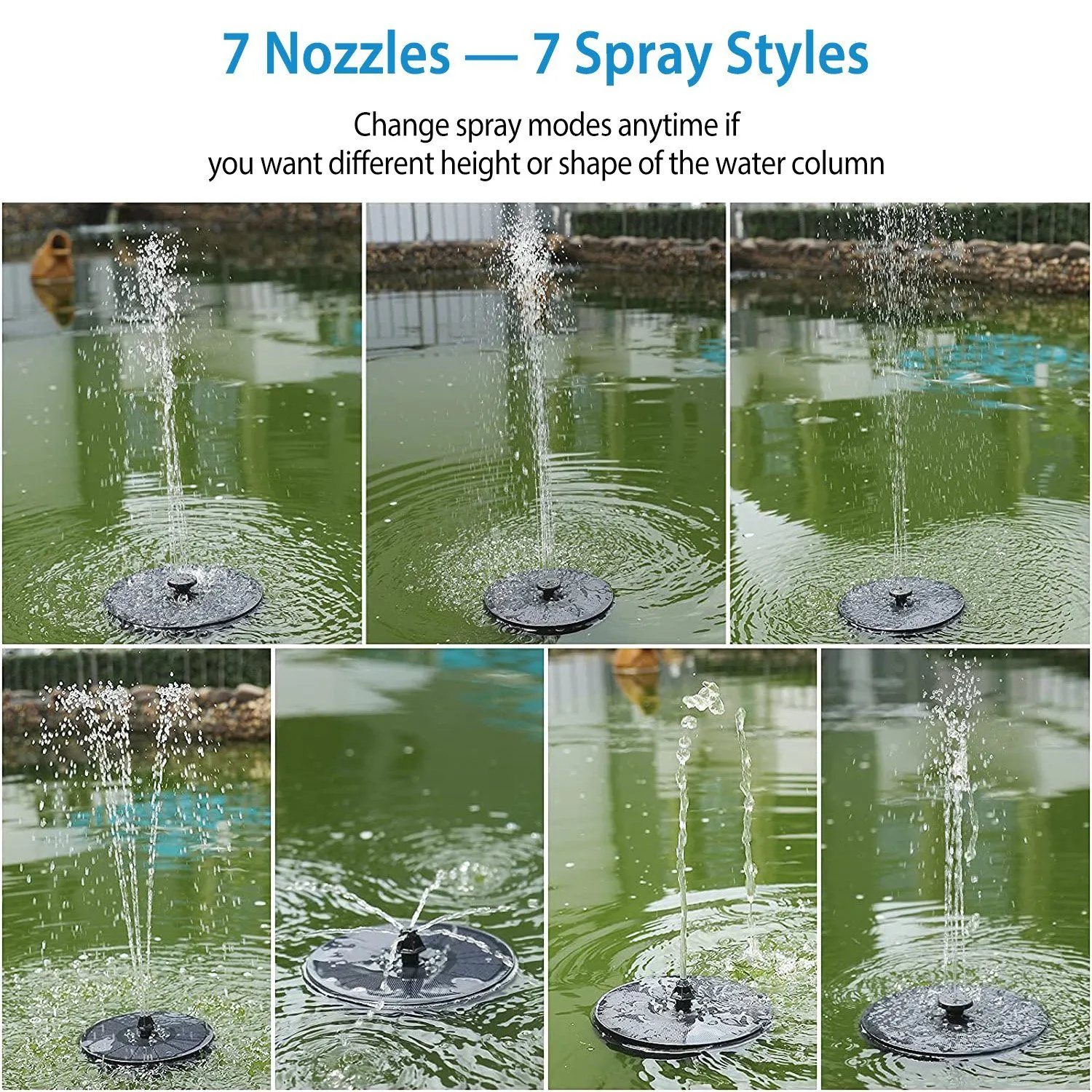 Solar Powered Fountain Pump with LED Lights