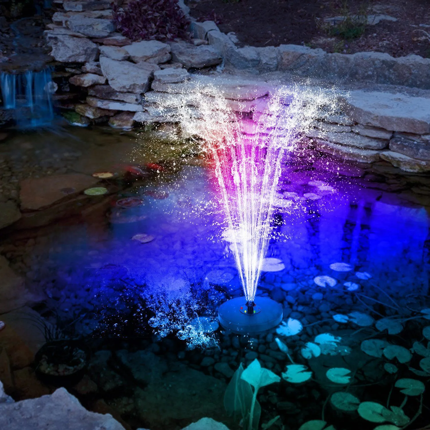 Solar Powered Fountain Pump with LED Lights