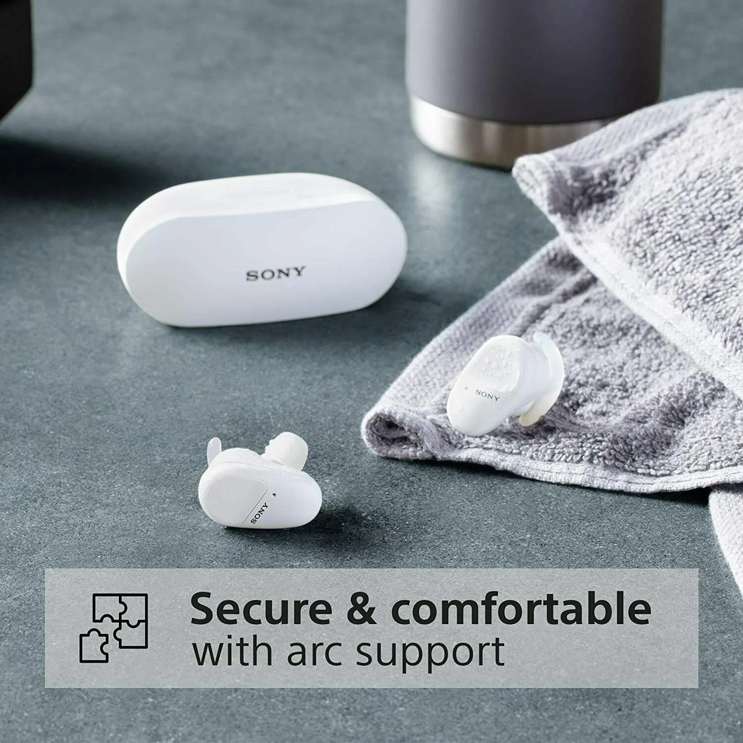 Sony WF-SP800N Truly Wireless Sports In-Ear Noise Canceling Headphones, White