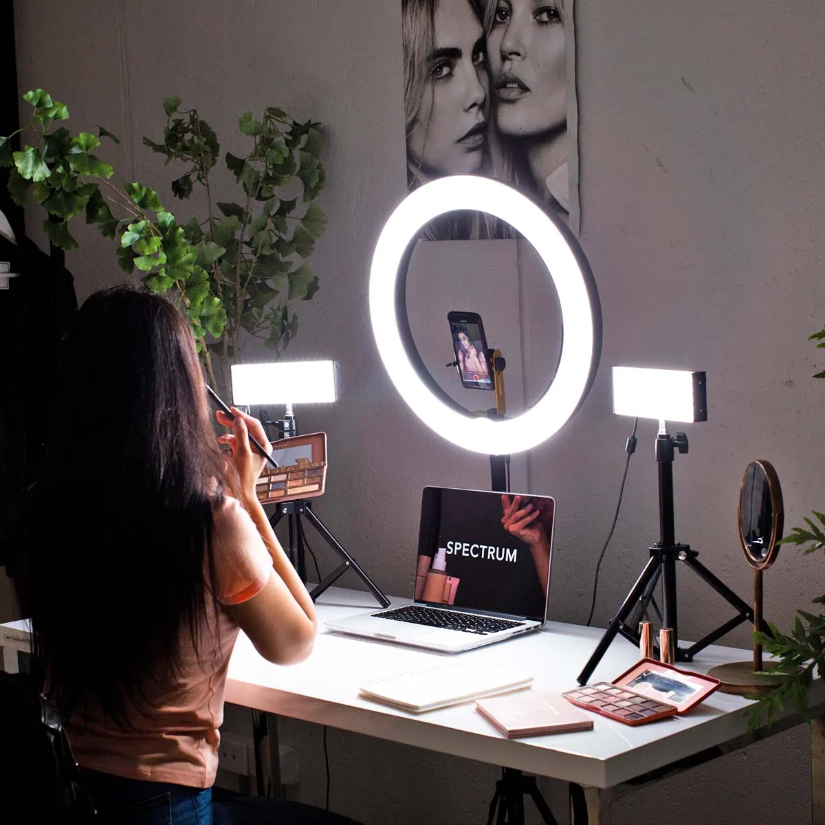 Spectrum Aurora Gold Luxe II with 9" Crystal Luxe Complete Ring Light Desk Kit