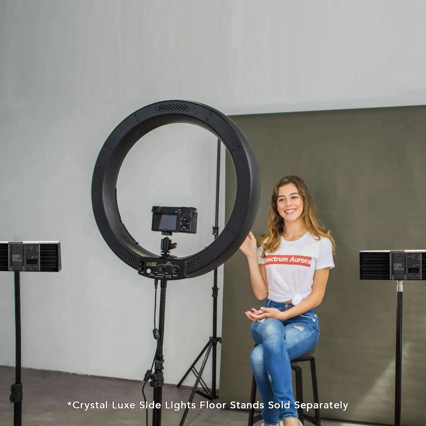 Spectrum Aurora Gold Luxe II with 9" Crystal Luxe Complete Ring Light Desk Kit