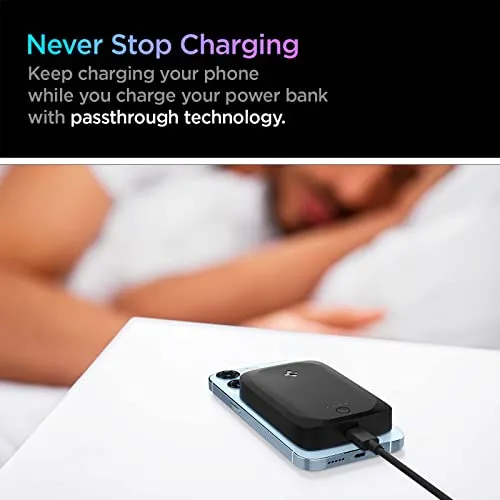 Spigen ArcHybrid Mag (MagFit) for MagSafe Battery Pack, 5000mAh Magnetic Charging Power Bank, Fast Wireless Charge Portable Charger for iPhone 14 13 12 Plus Pro Max Mini [USB C Cable Included]