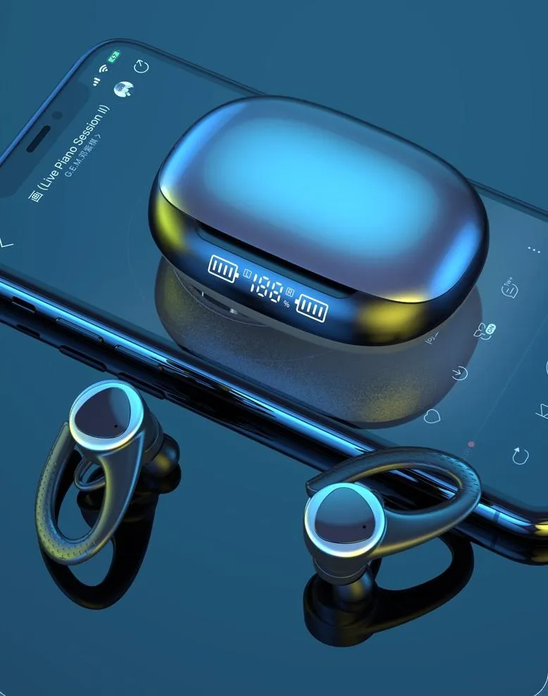 Sport Ear Hook LED Display Wireless Earphone With Microphones