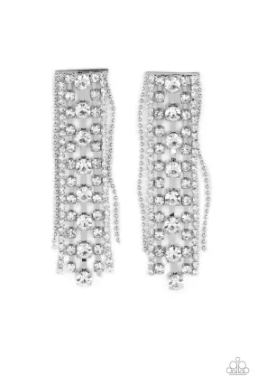 Starry Streamers - White Post Earrings - Paparazzi Accessories