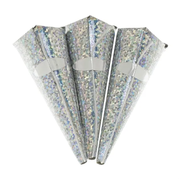 Swantex Silver Holographic Cone Party Poppers (Pack of 50) - HY186