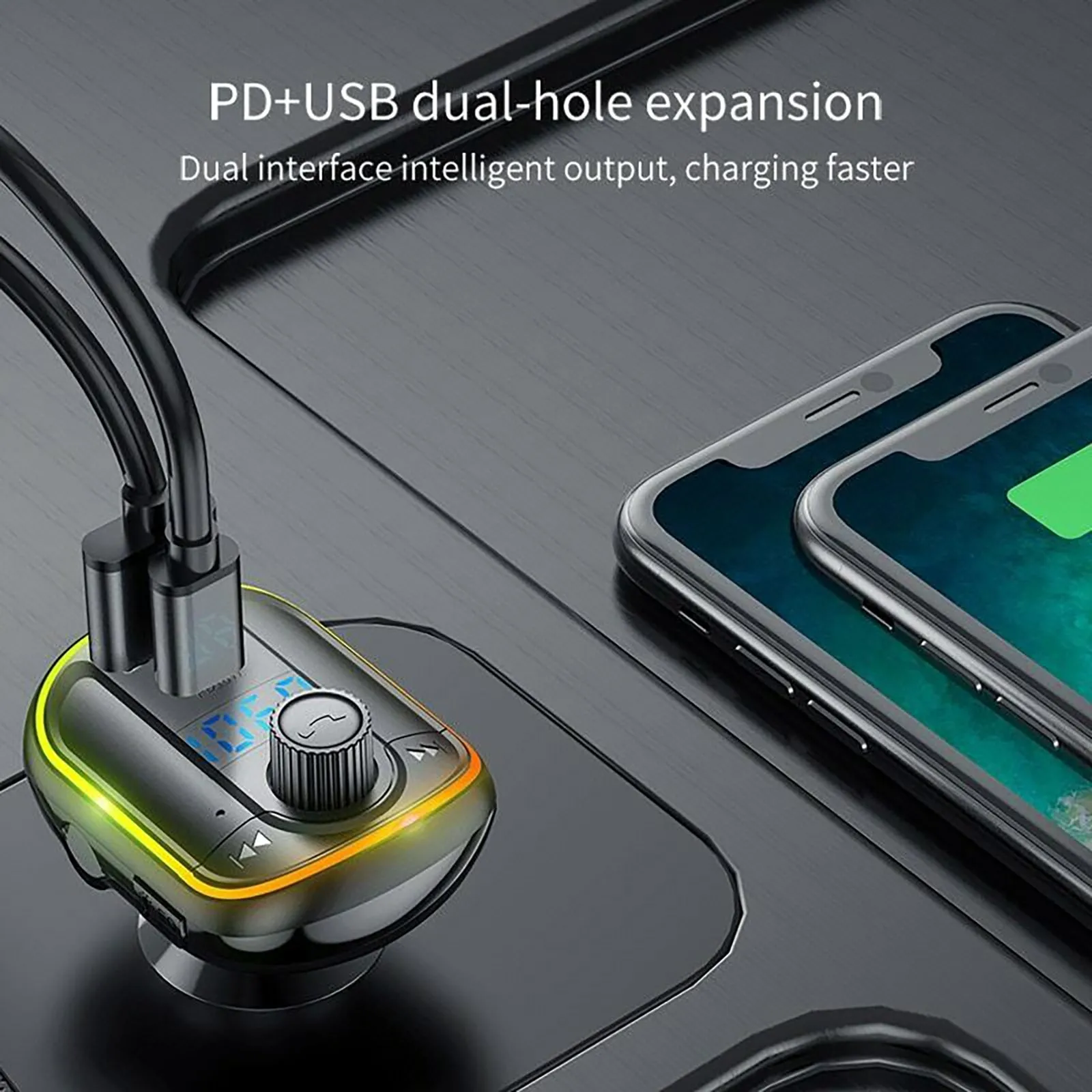 T829 Wireless FM Transmitter For Car Dual USB Port Type-C PD18W