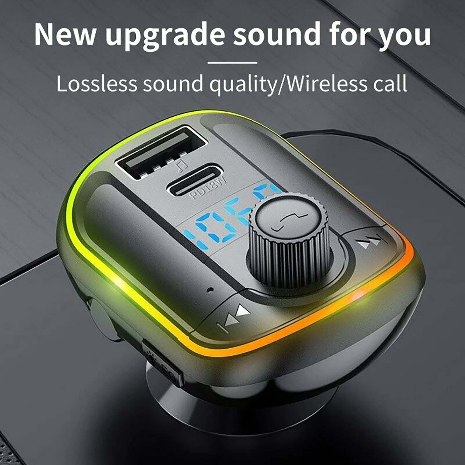T829 Wireless FM Transmitter For Car Dual USB Port Type-C PD18W