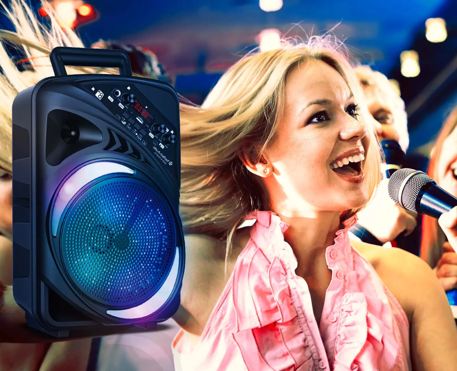 TOPTECH AL-8 Rumble Beat 8" Bluetooth Speaker with Disco Lights, Microphone & Extra Bass