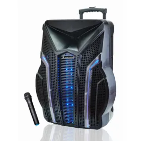 TopTech FLASH-18 18" Portable Bluetooth Speaker with LED Lights, Mic, and 5-Band Equalizer