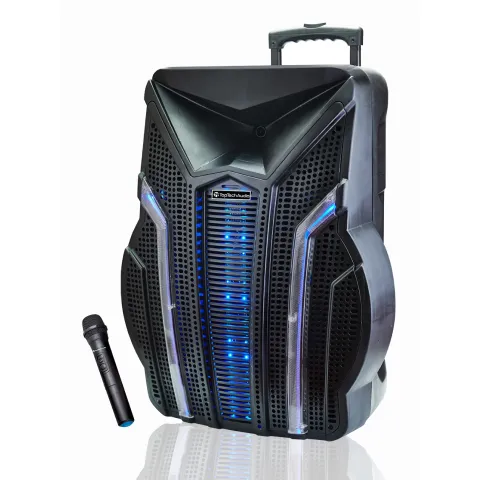 TopTech FLASH-18 18" Portable Bluetooth Speaker with LED Lights, Mic, and 5-Band Equalizer