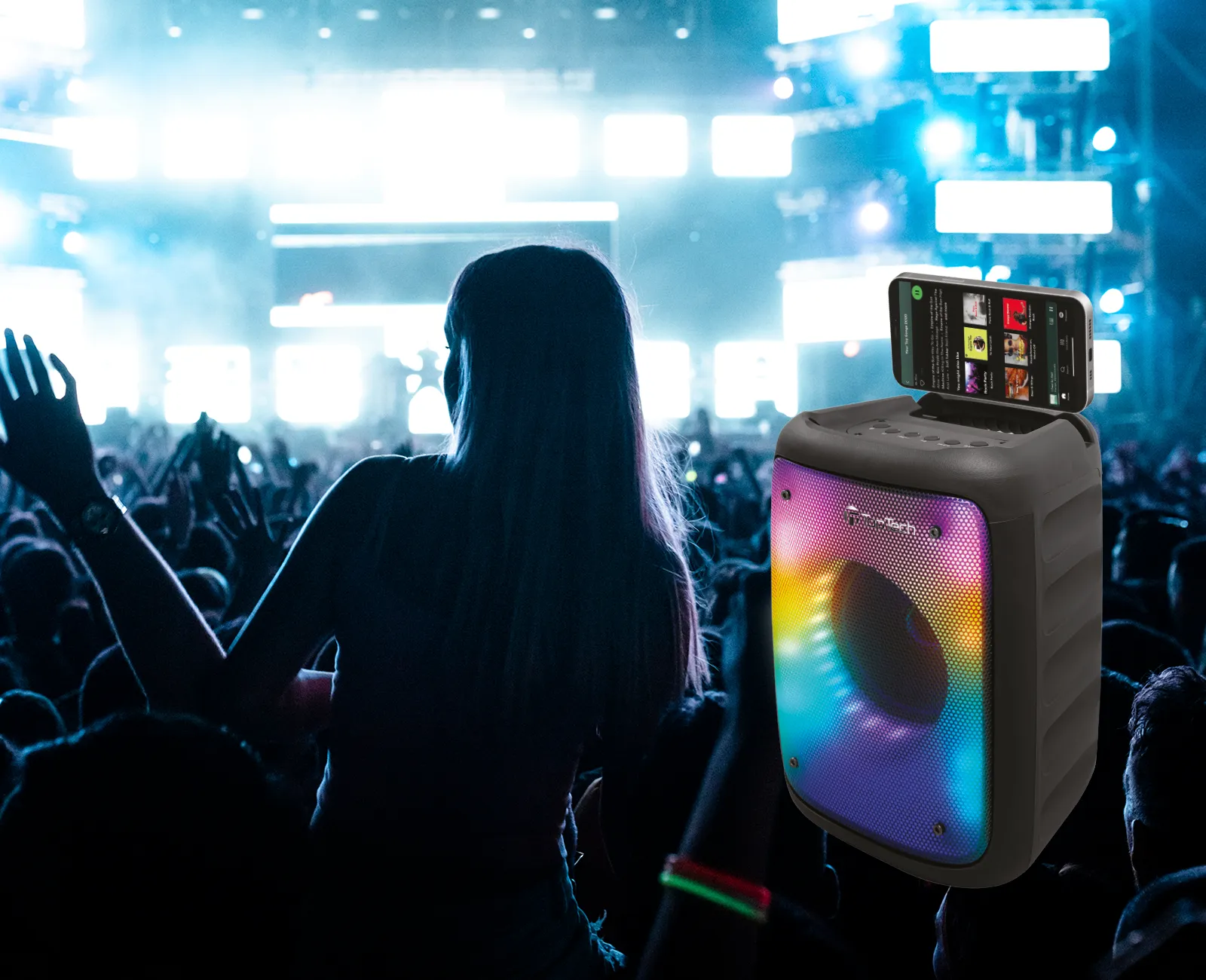 TOPTECH KL-4 Pulse Blast Bluetooth Speaker, 800W, 4" Woofer, Flame Effect, Wireless, FM Radio