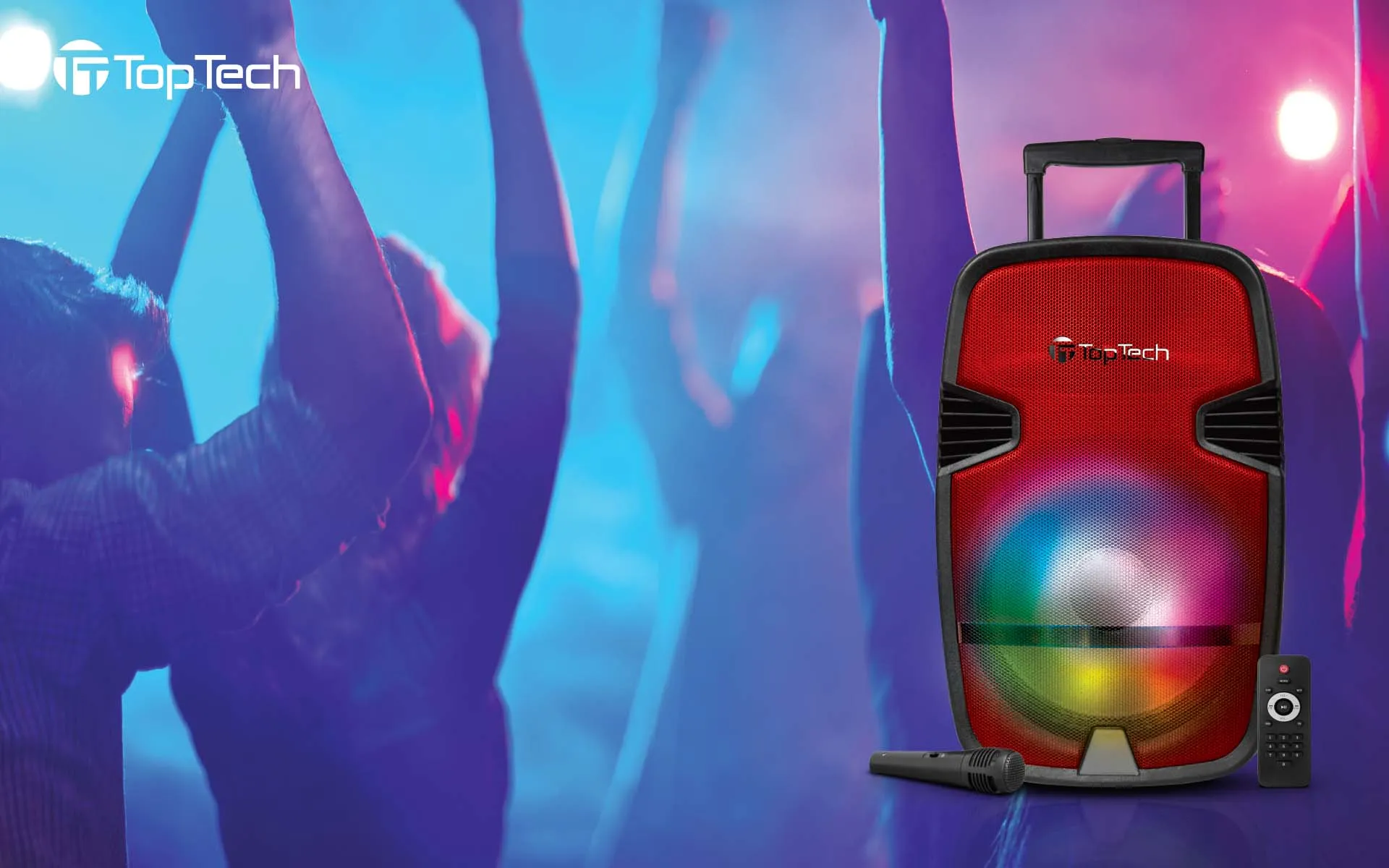 TOPTECH SPIKE-12, 12'' Bluetooth Party Speaker with Disco Lights, Microphone & Remote
