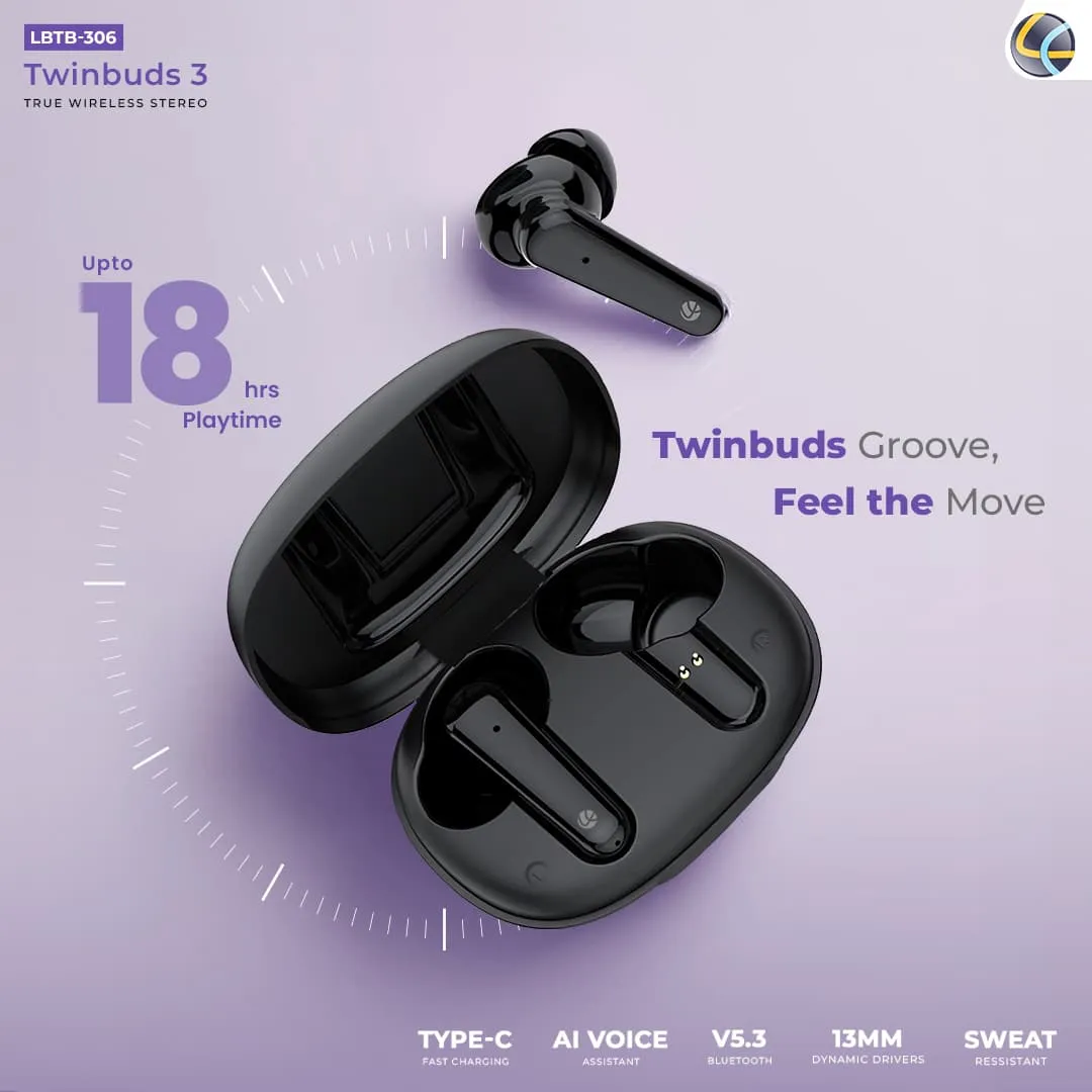 Twinbuds 3 Wireless Earbuds With 18Hrs* Playtime With AI Voice Assistant (White)