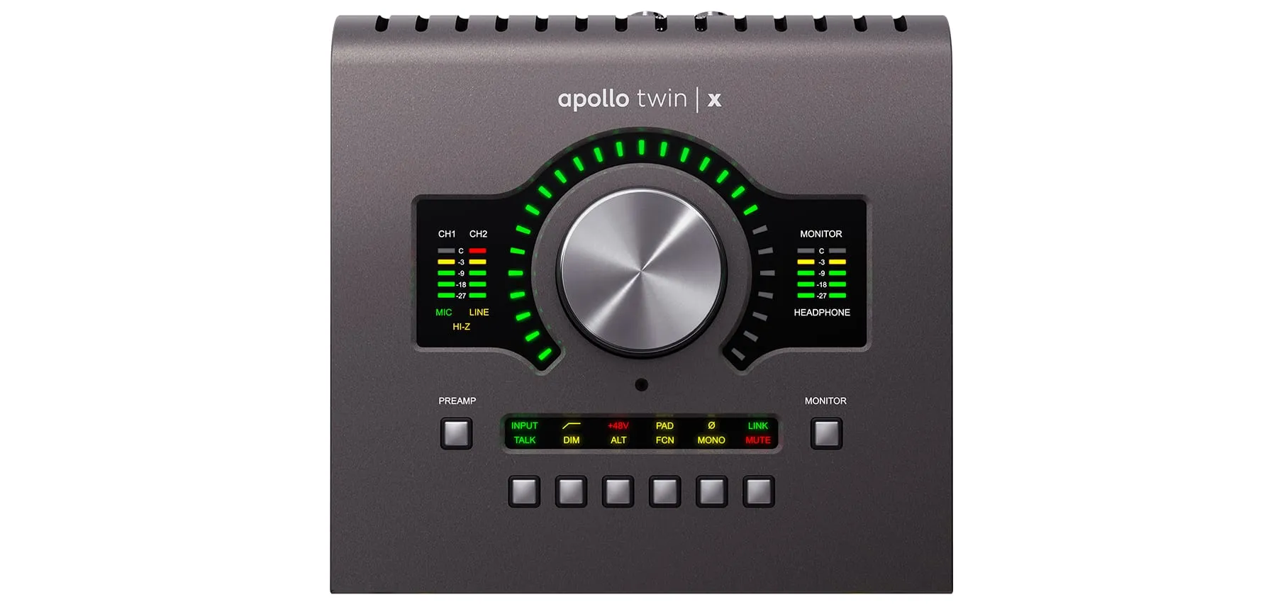 Universal Audio Apollo Twin X DUO Heritage Edition 10x6 Thunderbolt Audio Interface with UAD DSP 10-in/6-out, 24-bit/192kHz, Thunderbolt 3 Audio Interface with 2 Unison Preamps"