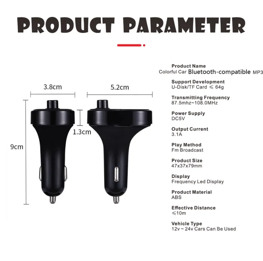 USB Charger 2 Bluetooth FM Transmitter Kit Car Bluetooth MP3 Wireless Adapter