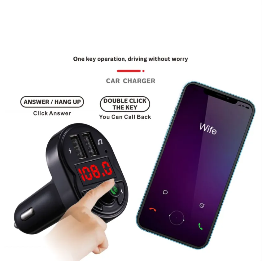 USB Charger 2 Bluetooth FM Transmitter Kit Car Bluetooth MP3 Wireless Adapter
